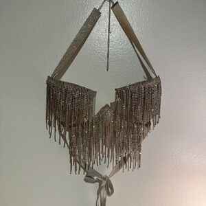 Hand made fringe me rhinestone bra, C cup, made by Jorden Dime, worn once